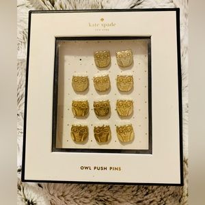 KATE SPADE NWOT 11 GOLD OWL 🦉PUSHPINS W/ BOX, GREAT 4 HOME OFFICE /ORGANIZING